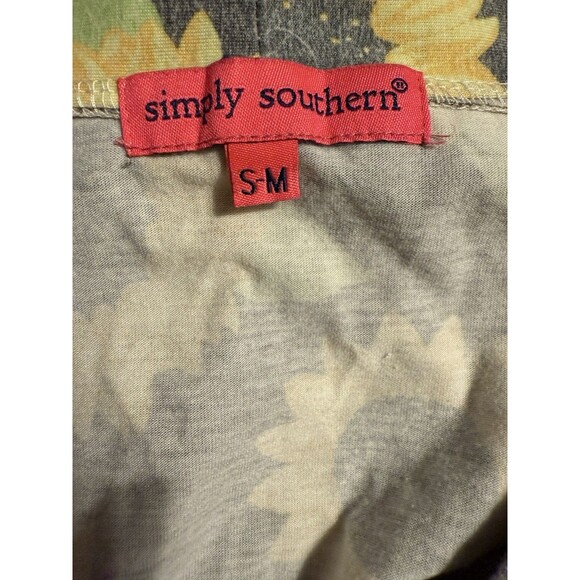 Simply Southern Womens Sunflowers Gray Open Front Cardigan S/M - Picture 4 of 5